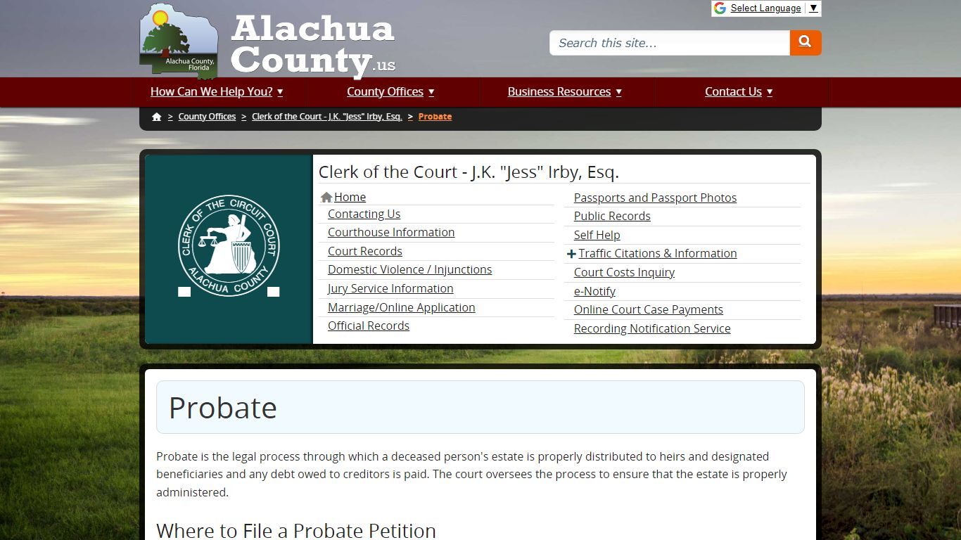 Probate - Alachua County, Florida